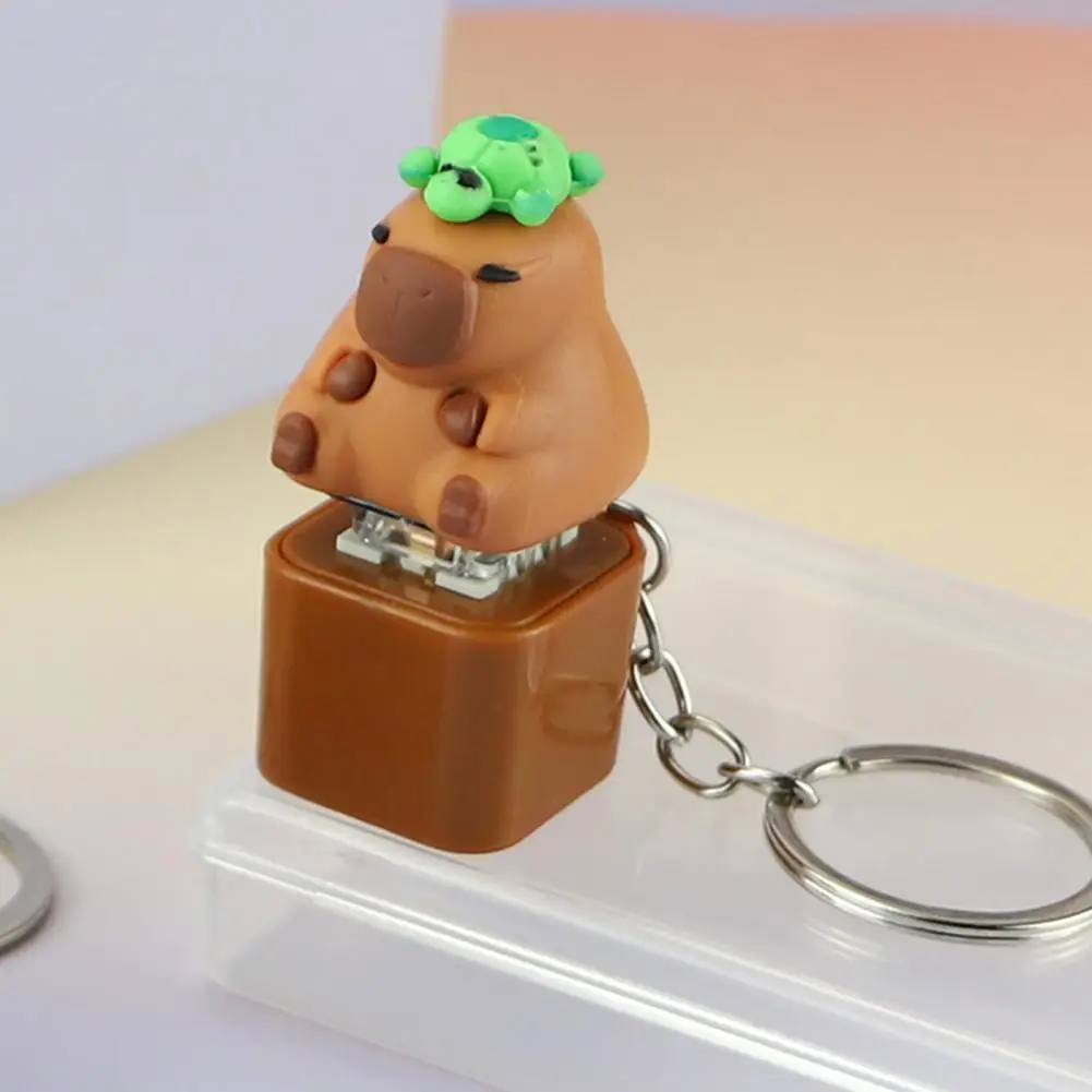 سلسلة مفاتيح كابيبارا للسفر، سلسلة مفاتيح كابيبارا، سلسلة مفاتيح كابيبارا الكهربائية مع ضوء صوت لتخفيف التوتر، متعة للأطفال