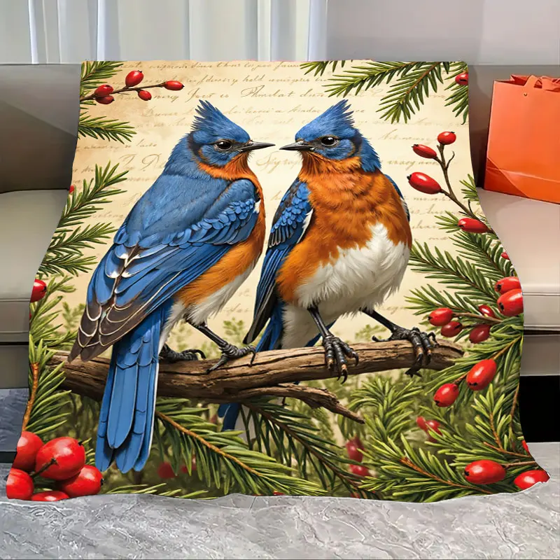 

1 шт. фланелевое одеяло Bluebirds on Branch уютное одеяло для домашнего декора