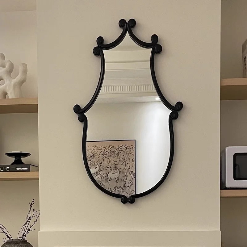 Accessories Small Shower Bathroom Mirror Led Wall Vintage Touch Screen Bathroom Mirror Rechargable Irregular Home Furniture