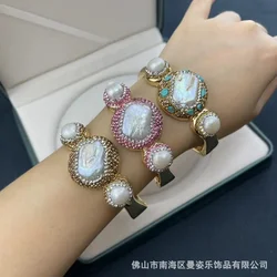 Natural Baroque Pearl Jewelry Pottery Clay Heavy Industry Design Bracelet French Vintage Personality Jewelry Hot Wholesale