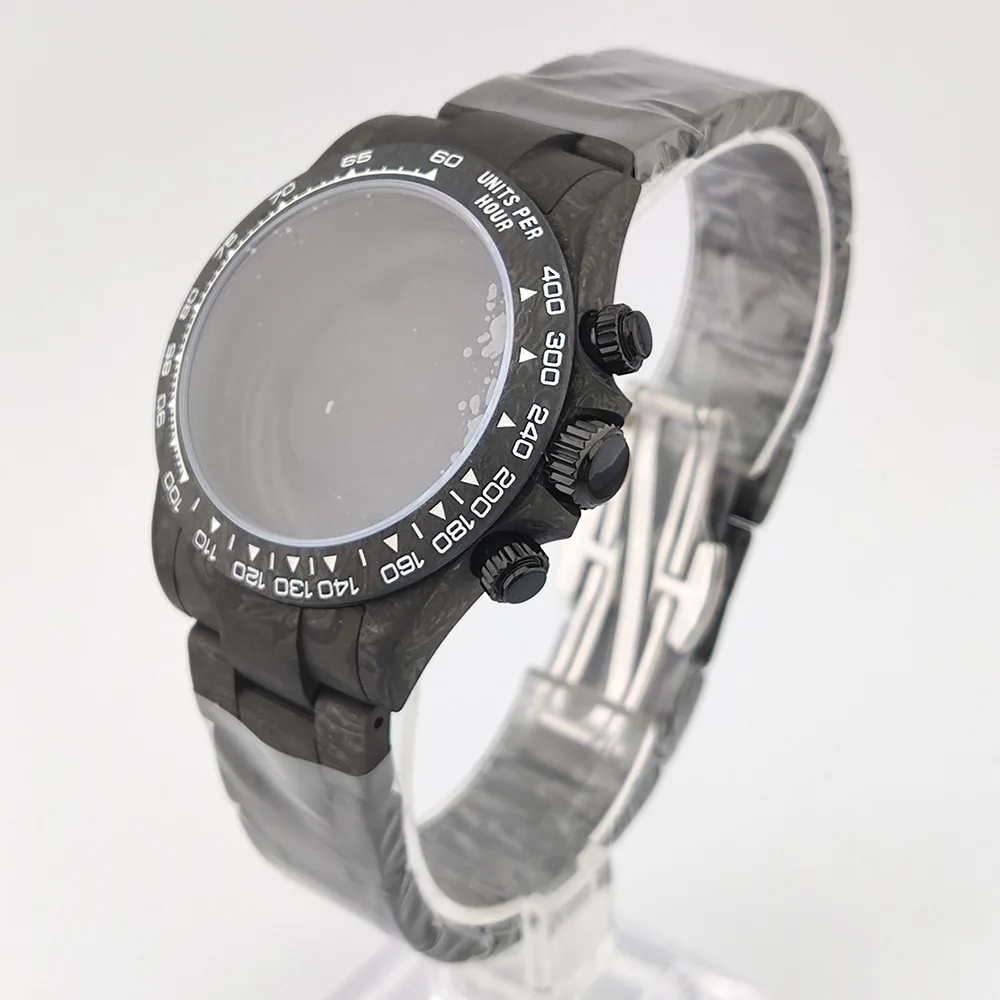 

Multifunctional carbon fiber case VK63 4130 case Sapphire glass Waterproof watch case Men's Watch Case Carbon fiber watch strap