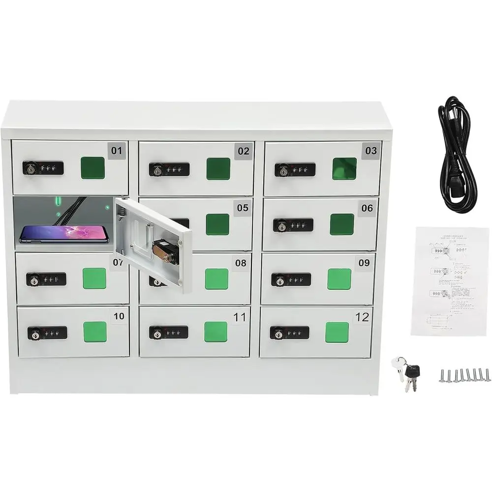 

12-Slot Locker with Combination Lock for Personal Storage in Schools, Gyms, and Employee Cabins