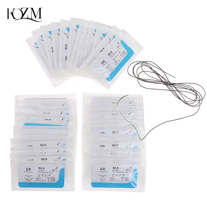 6/12pcs 2.0/3.0/4.0 Needle Suture Nylon Monofilament Non-injured Suture Medical Thread Suture For Medical Surgical Suture Tool