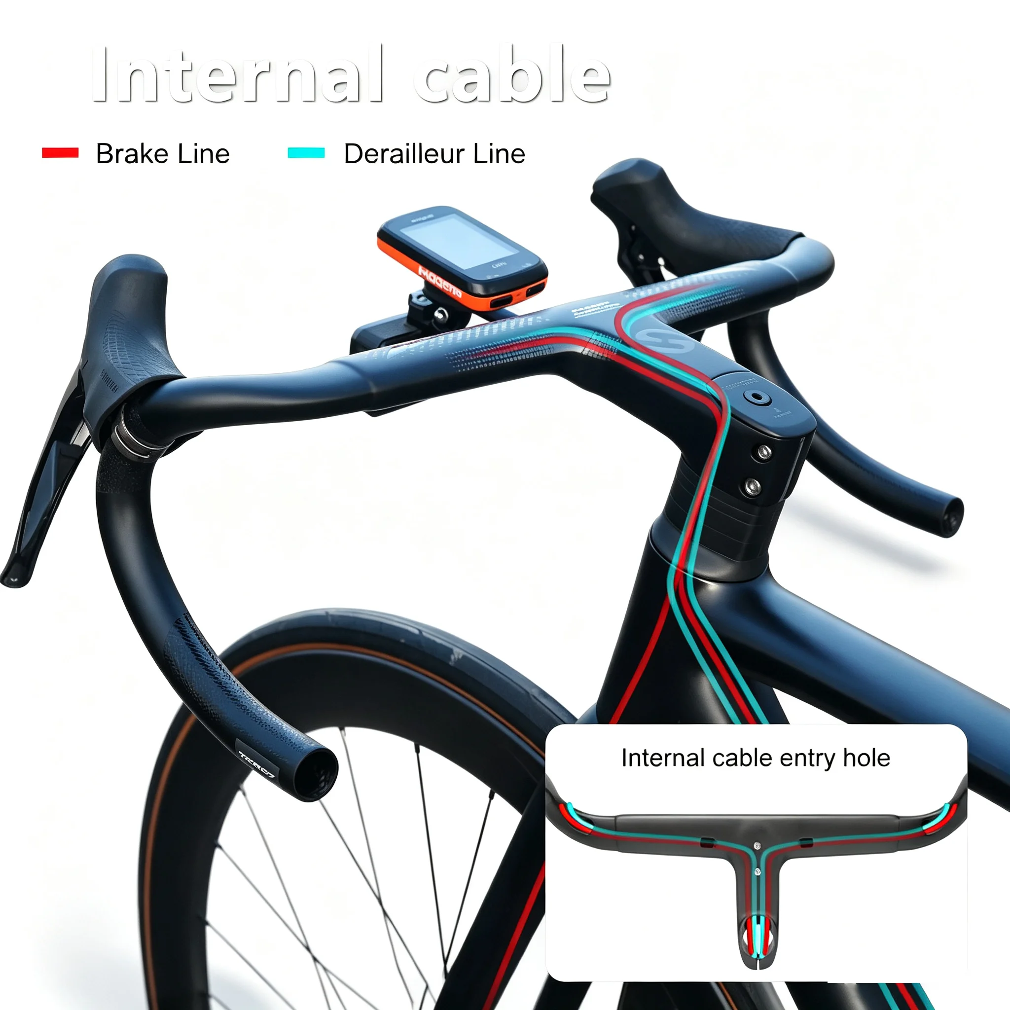 TOSEEK Vollcarbon-Integrierter Rennradlenker Cockpit OD2 Internes Kabel 28,6/31,8mm -6 ° Mit Abstandshaltern 380/400/420mm für Drop Bar – Detail 7