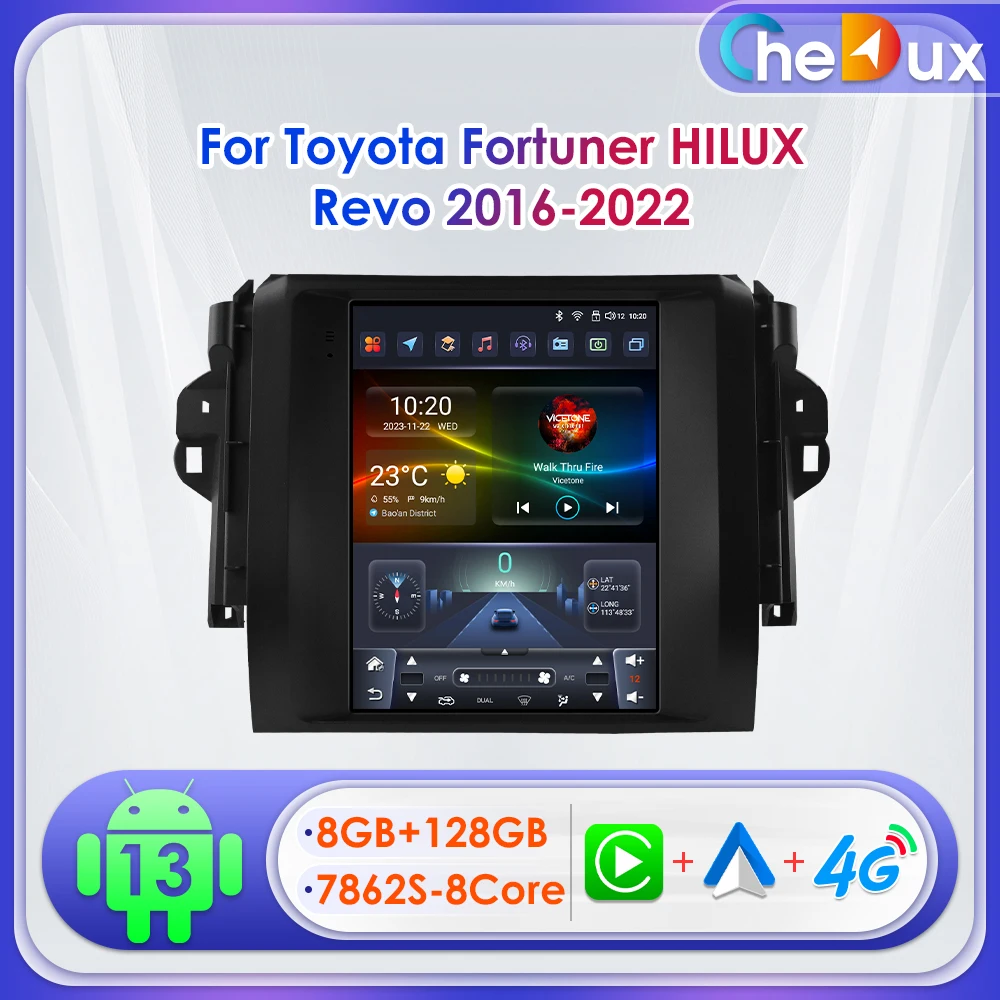 

Chedux 9.7inch Android 13 Car Radio Player For Toyota Fortuner HILUX Revo 2016 - 2022 Multimedia Video GPS Navigation Carplay BT