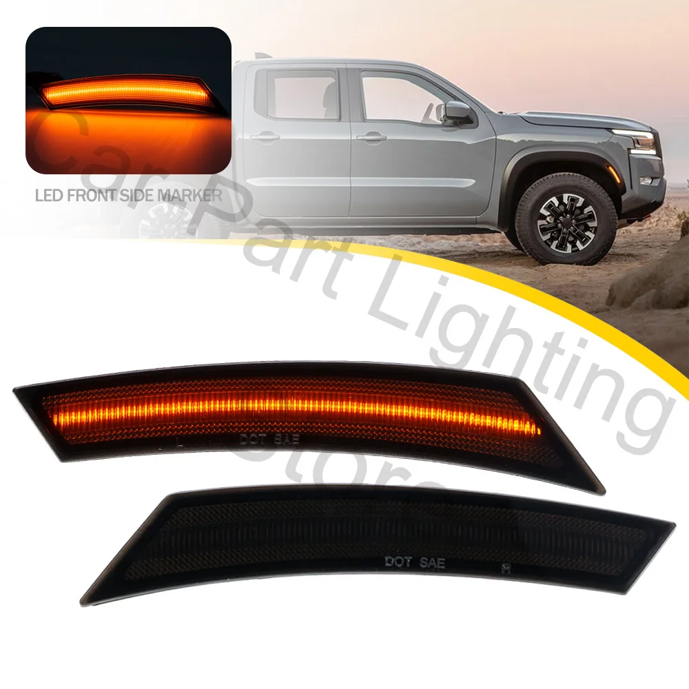 2X LED Side Marker Indicator Repeater Light Turn Signal Lamp Blinkers For 2022+ Nissan Frontier reflecter light