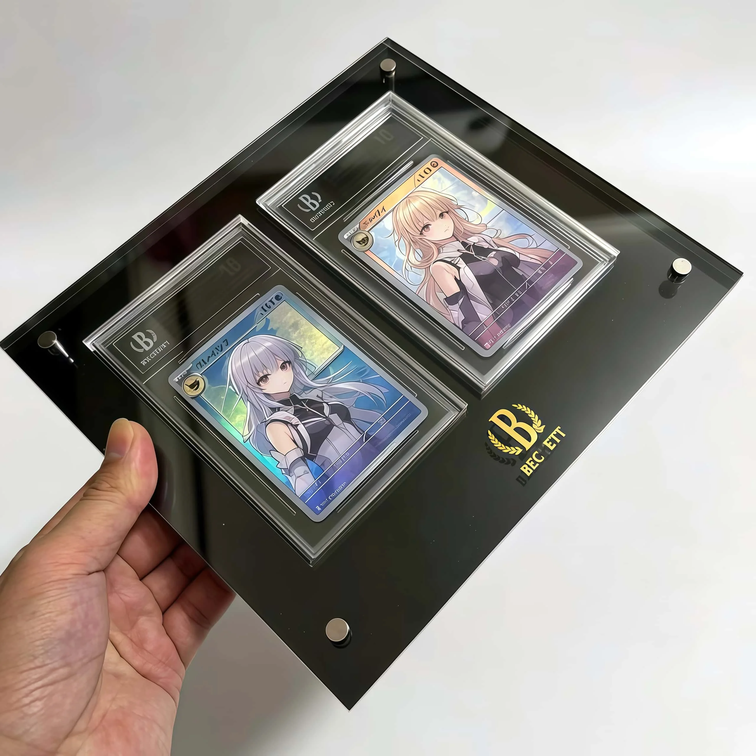 2 Slots Thick PTCG Black Acrylic Card Brick 85×131mm Inner Size Graded Trading Card Display Holder Collectible Card Case