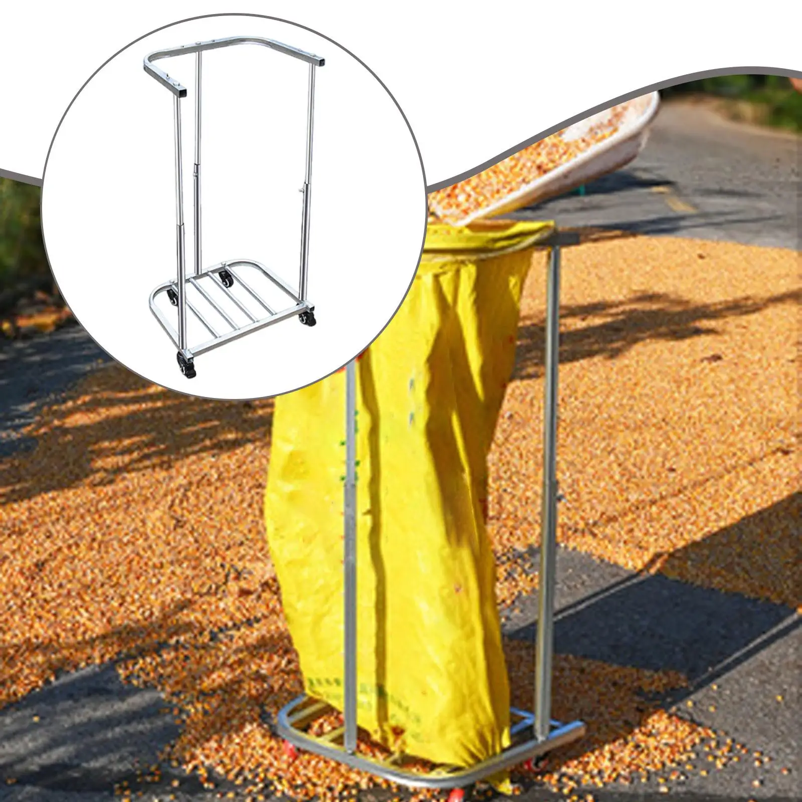 Durable Steel Trash Bag Holder Adjustable Outdoor Leaf Bag Stand Garden Waste Rack for Yard Party and BBQ