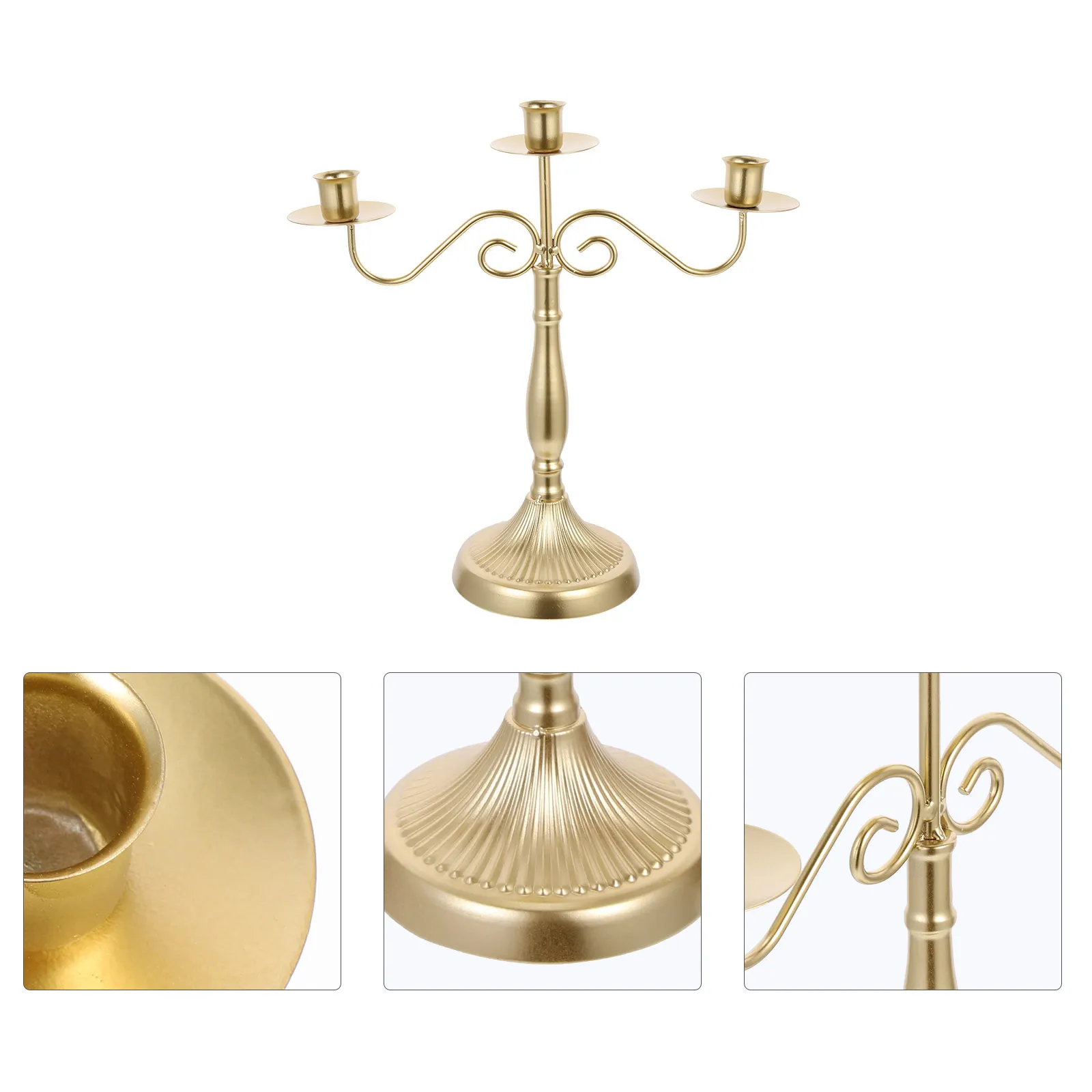 

Retro Iron Candlestick Holder Vintage Candelabrum High Gloss European Style Desktop Adornment Elegant Wedding Party