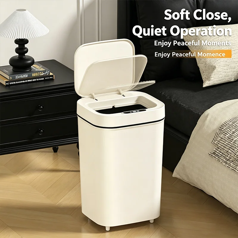 `20L Sensor Trash Can for Kitchen, Auto Open Motion Garbage Bin with Sealed Lid, Battery Operated, No Batteries, Slim Rectangula