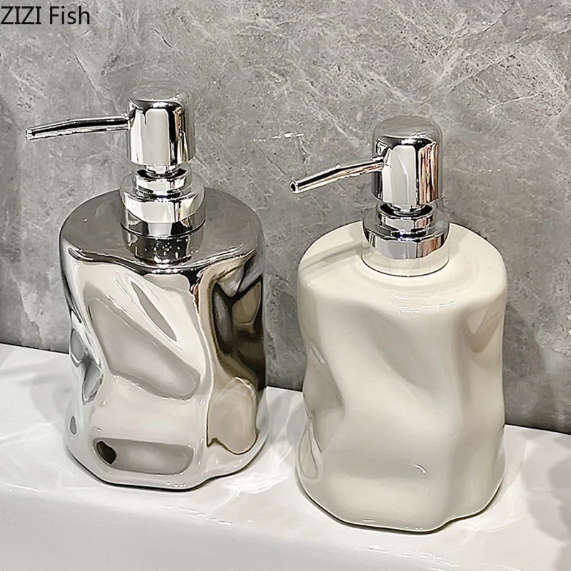 Creative Wrinkle Ceramic Hand Soap Dispenser Hotel Hand Soap Bottle Bathroom Lotion Bottle Soap Pump Home Bathroom Accessories