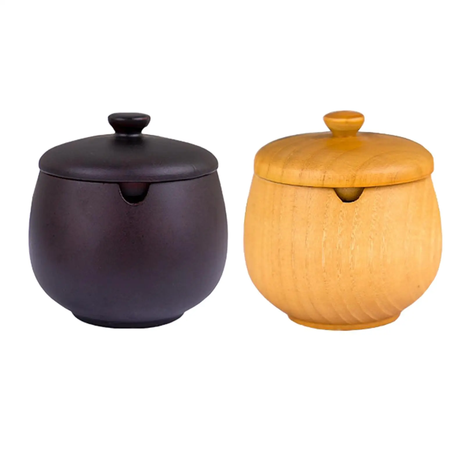 Kitchen Accessories Wooden Spice Pepper Box Salt Cellar Sugar Bowl Spice Seasoning Box for Counter