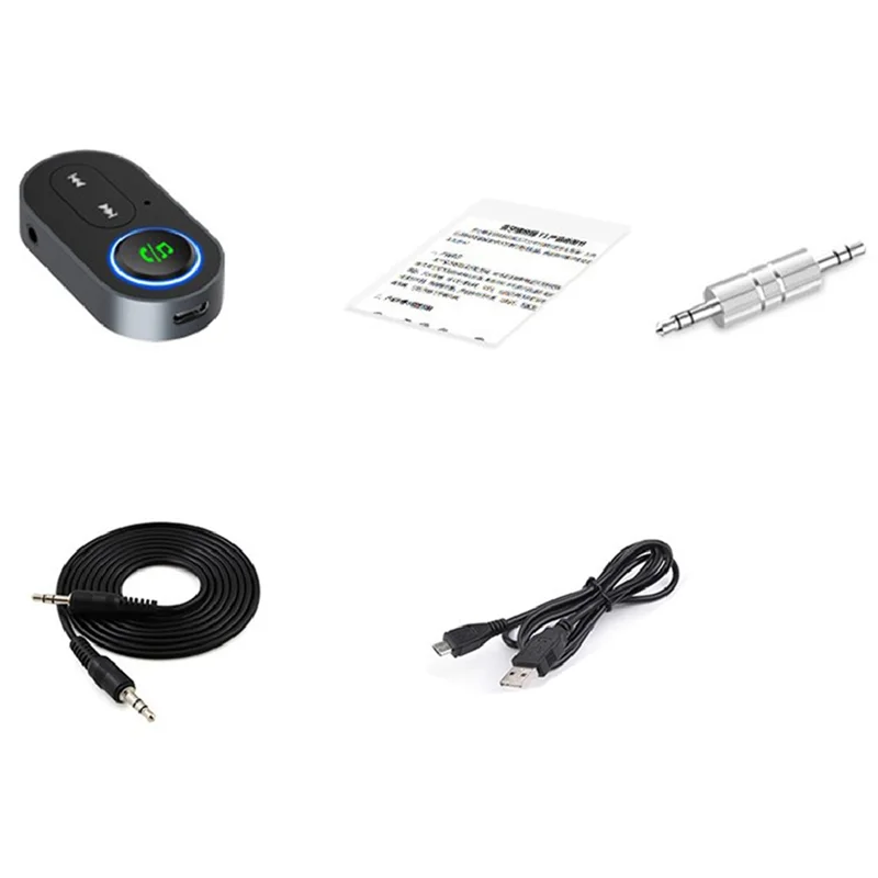 Bluetooth Adapter with Stereo Voice Broadcasting Car Wireless 5.1 Bluetooth Receiver with 3.5mm Audio Cable