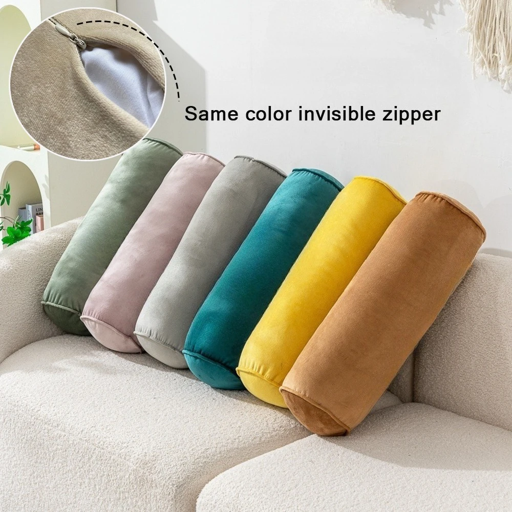 

1pc Removable Velvet Cylinder Pillow/cushion Suitable for Sofas and Living Rooms,zipper Seal,with Independent Pillow Core 베개/쿠션