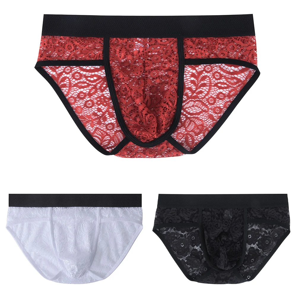 

Exotic Costume For Men Exotic Underwear U-convex Pouch Lace Sheer Underwear Brand New Condition Elastic Stretch