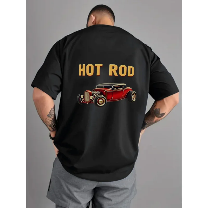 

Mens T-Shirt Black Hot Rod Car Print Text High Quality Cotton 180g Casual Wear Streetwear Auto Enthusiast Gift