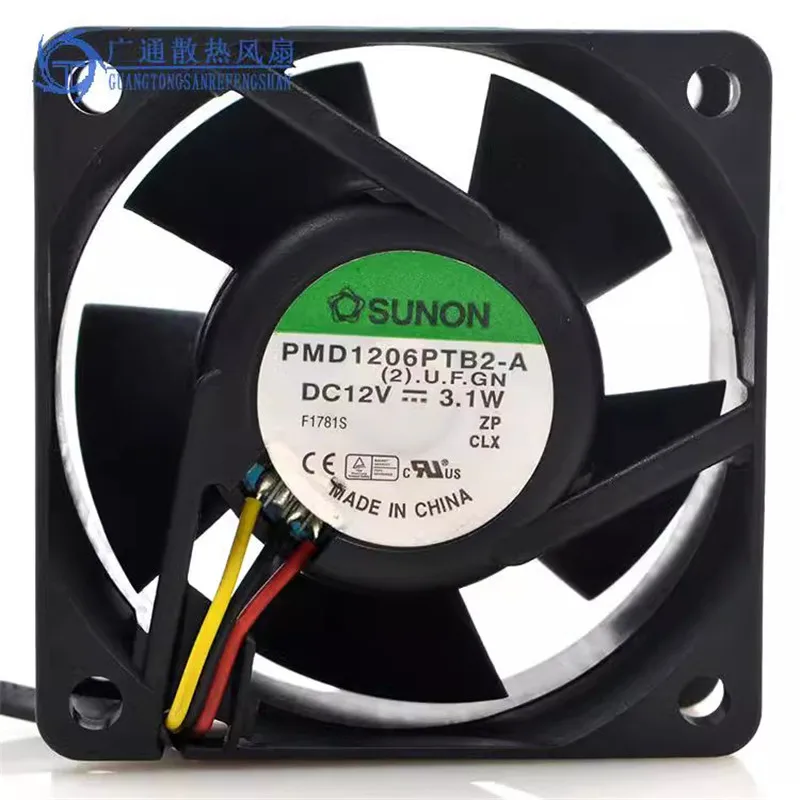 Original 60 * 60 * 25MM 6CM PMD1206PTB2-A 12V 3.1W 3-wire dual ball chassis power cooling fan