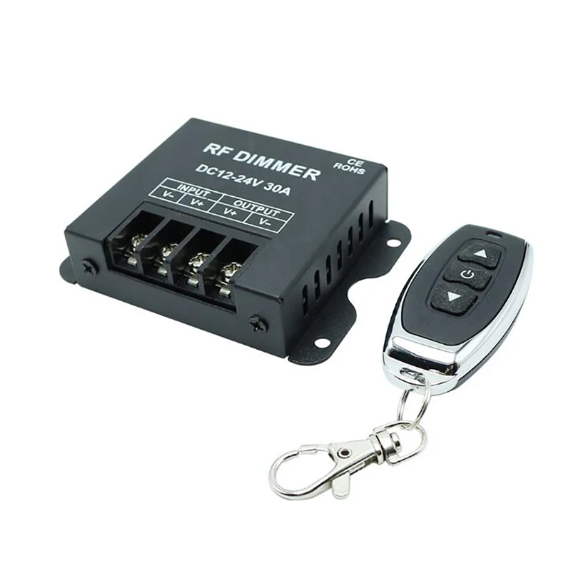 RF 고전력 무선 원격 제어 조광기, 단색 LED 조명 스트립용 조광 스위치, DC 12V-24V, 30A, 3 키, 1 세트