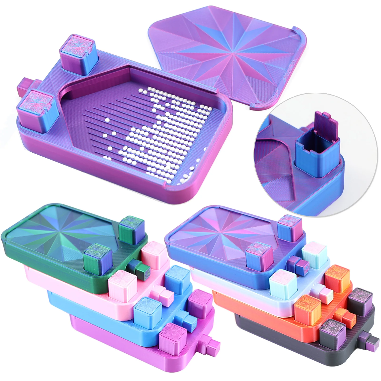 Multi-Color Dot Drill Diamond Painting Tray With 2 Trash Cans - Portable Craft Organizer For Easy Cleanup, For Diamond Painting