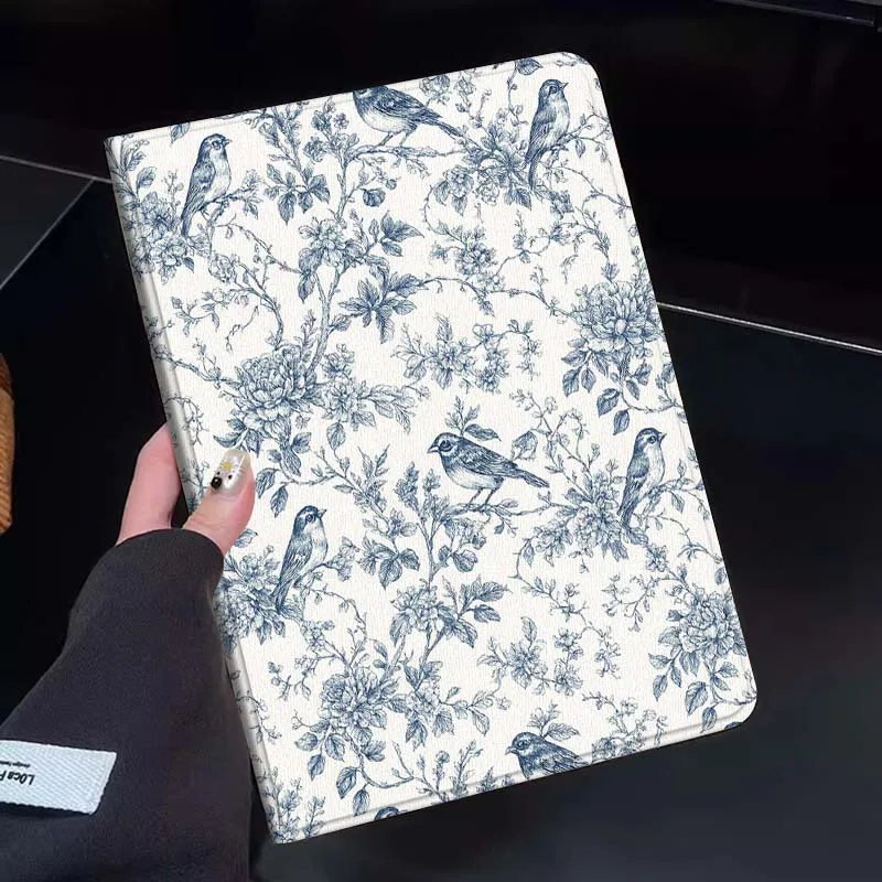 

Blue Bird Floral Pattern Tablet Case For Huawei Honor MatePad MediaPad Air 5 6 7 11 V6 V7 V8 V9 X9 X8 T10 T10s C5e T5 Gift