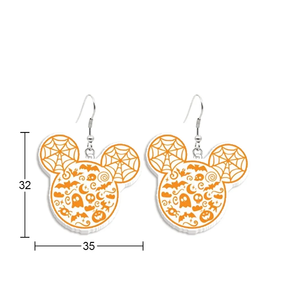 Disney Halloween Mickey Acrylic Colorful  For Women Girls Cute Insect Jewelry Decoration Hanging Pendants Earrings