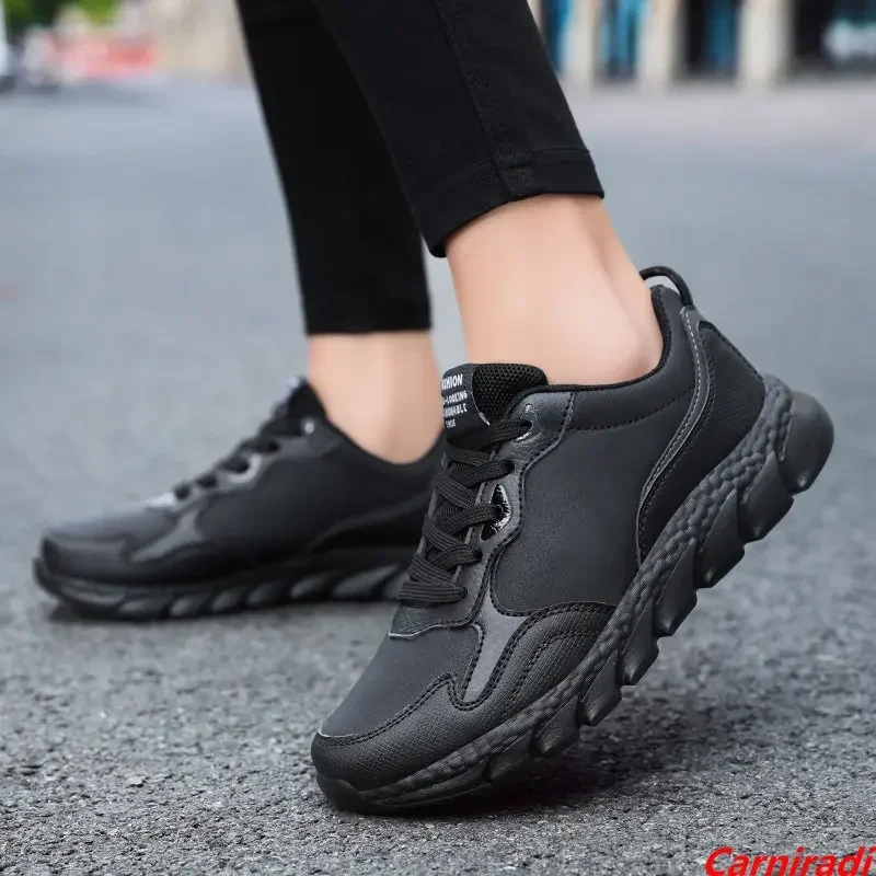 High Quality Waterproof Autumn Running Shoes Women Leather Non-slip Casual Sneakers Ladies Lightweight Fitness Walking Shoes