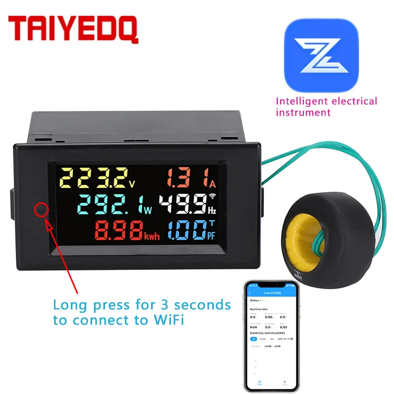 WiFI Bidirectional Measurement Multifunctional Smart Meter Single-Phase Household Electricity Power Meter 100A