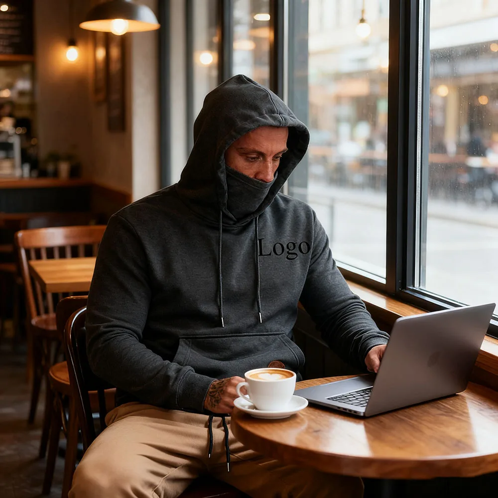 شعار شخصي للرجال قناع الوجه مقنعين البلوز طويلة الأكمام فضفاضة تناسب عارضة الشارع الشهير ملابس رياضية شخصية السترة