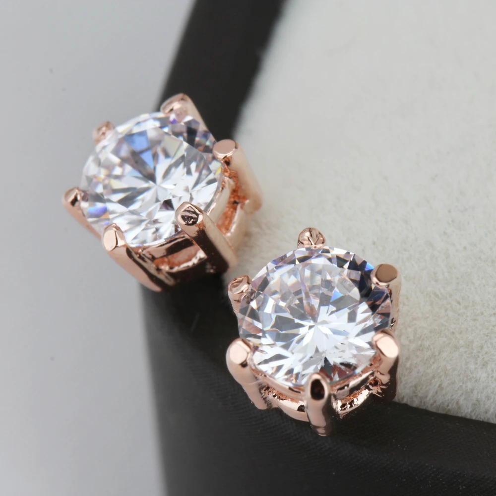 Simple Crystal Stud Earrings Piercing Ear Studs For Women Exquisite Wedding Party Gift AAA+ Cubic Zircon Fashion Jewelry DWE035M