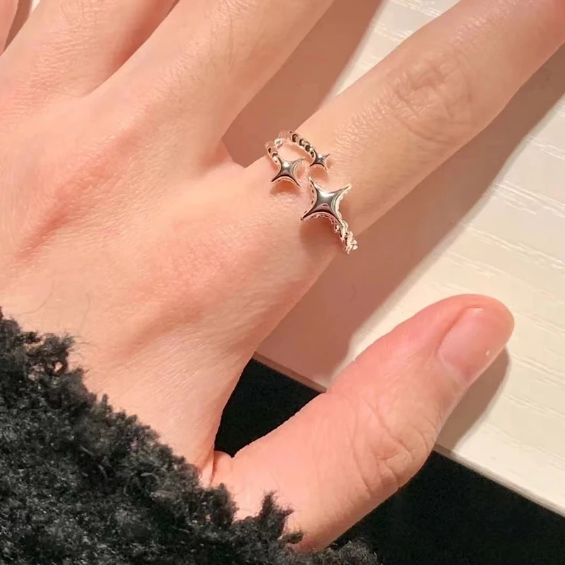 1PCS Simple Star Ring Open Adjustable Ring Trendy Metal Punk Rings Set For Women Girls Fashion Party Jewelry Gifts Accessories