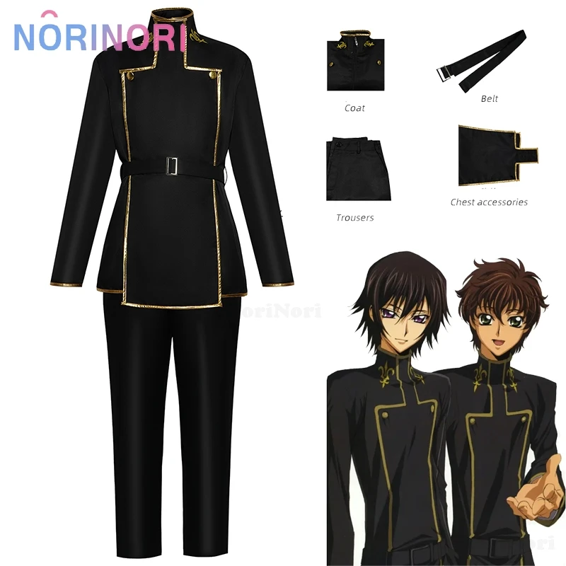 

Code Lelouch Cosplay Costume Wig Geass vi Britannia Oufit Clothes Black Prince Uniforms Halloween Classic Anime Cosplay Men Suit