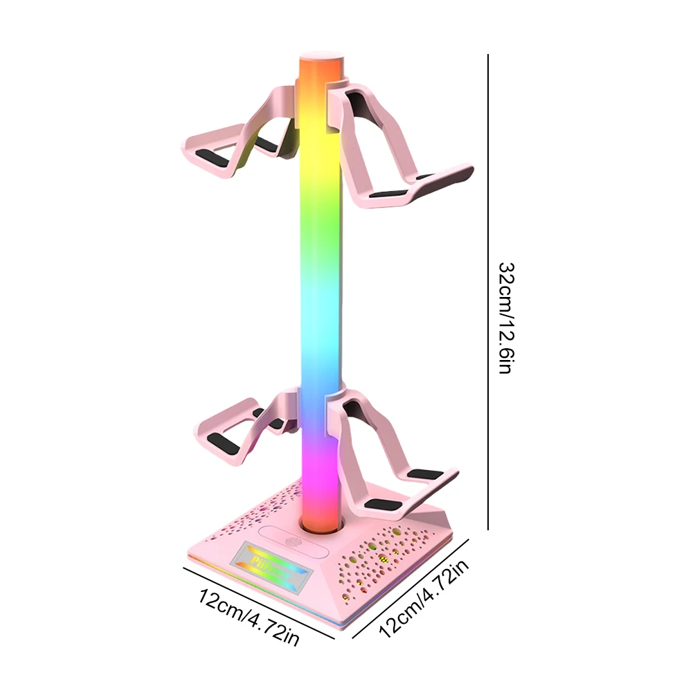 Supporto per cuffie da gioco RGB Supporto per gamepad per cuffie con 10 effetti di luce con 2 porte USB 2.0 per accessori da gioco PS5