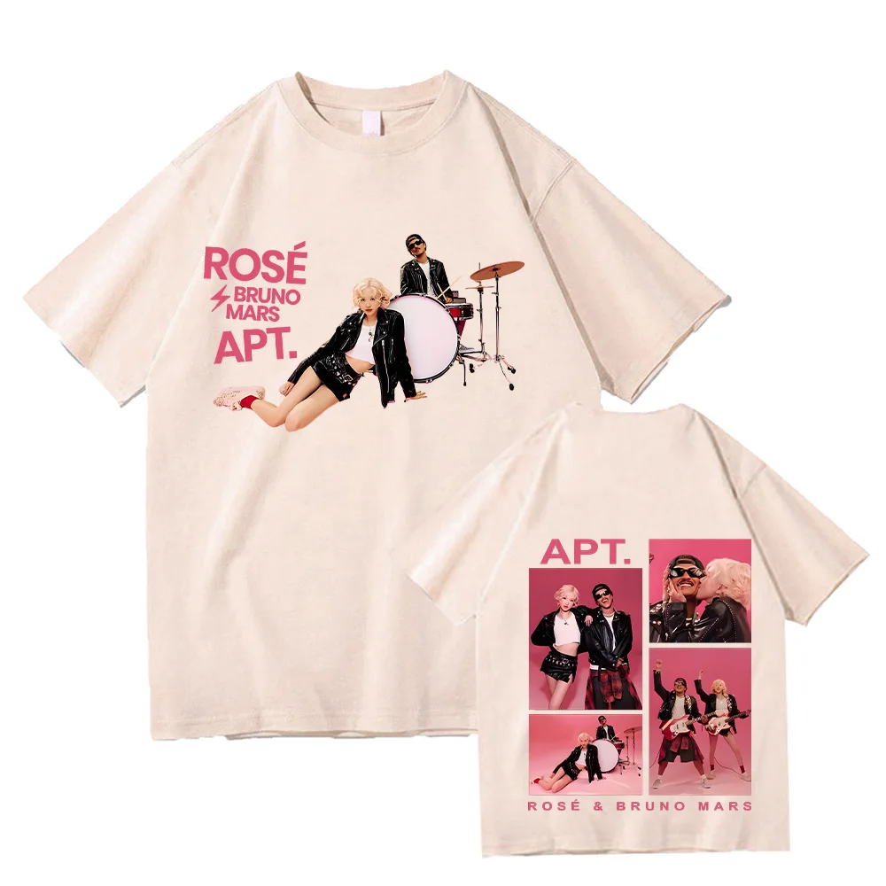 APT ROSÉ & Bruno Mars T-Shirts New Pattern DesignSense Tshirts High Quality Cotton Tees Fashion Women Men Two Sides Tops Unisex