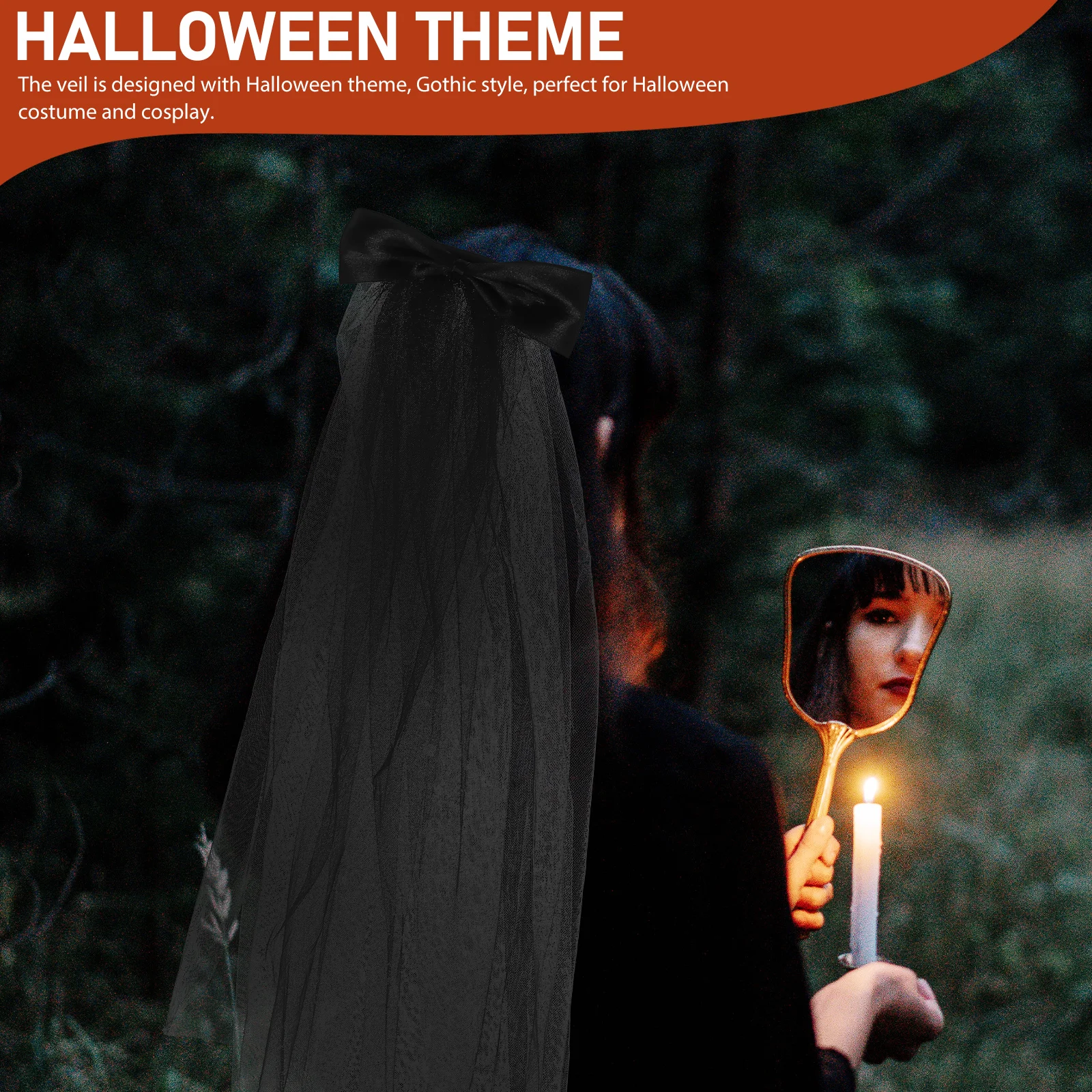 

Gothic Halloween Veil Hair Clip Long Tulle Veil For Women Party Costume Cosplay Accessory Decorative Bridesmaid Bow Headwear