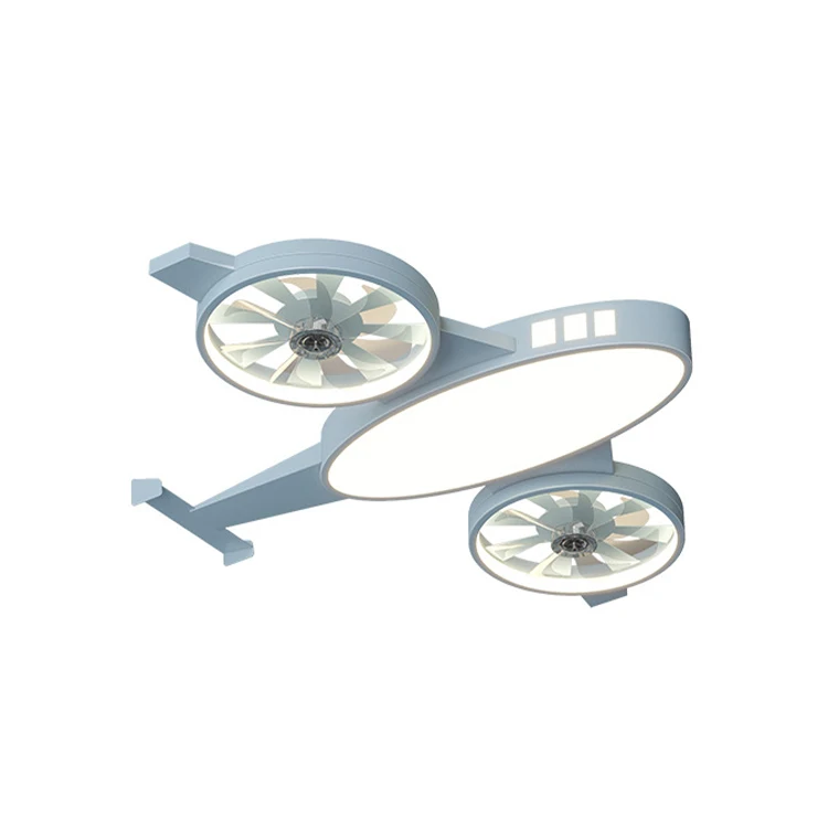 Full Spectrum Eye protection Aircraft LED Fan Light 80cm 60W 3 Colors Remote Control Dimming Ceiling Lamp Kids Bedroom Lighting