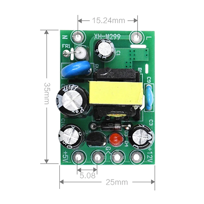 Mini konwerter AC-DC AC110V 220V na DC 12V 0.2A + 5V płyta modułu