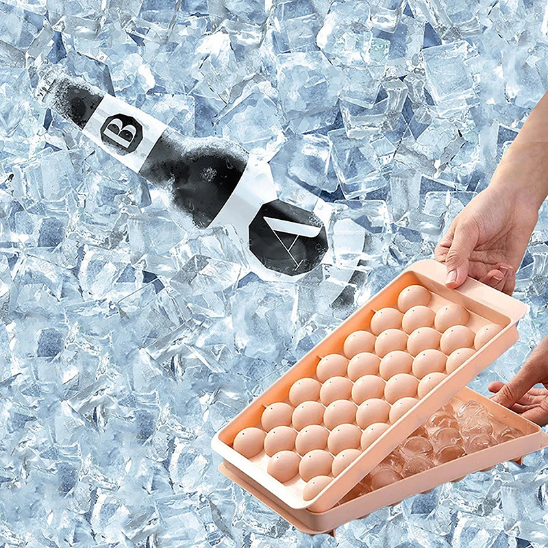 Moule à glaçons rond 3D avec couvercle, moule à glace en plastique style diamant, sphères de réfrigérateur, moules à faire soi-même, machine à boules de glace, outils de cuisine