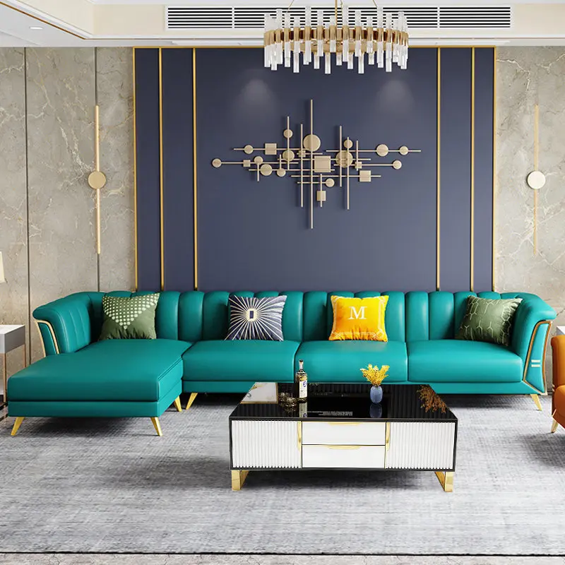 Leather sofa for small apartments, light luxury, modern minimalism, living room 123 combo, internet-famous INS genuine leather