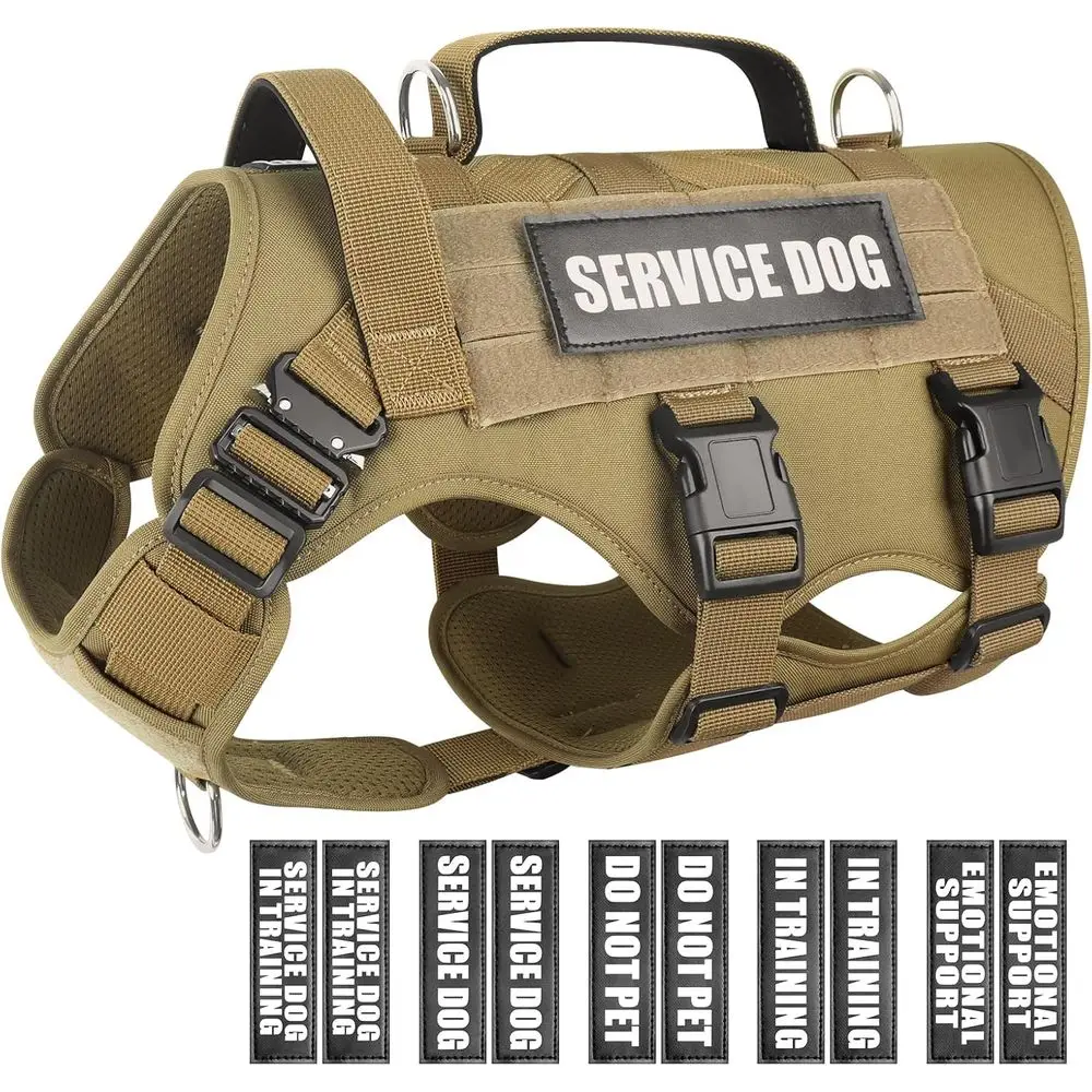 

Service Dog Vest Harnor Medium Dog, Tactical Working MOLLE Vest with 10 Pet Patches, No Pull Heavy Duty Harnor Training Walking