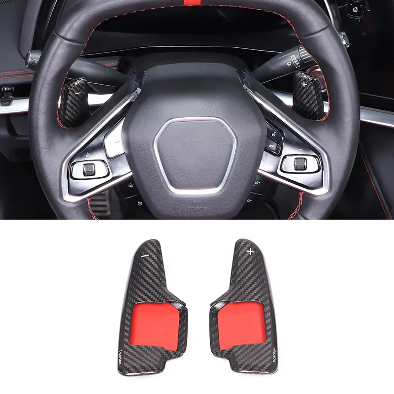 For Chevrolet Corvette C8 Stingray Z51 Z06 2020-2024 Real Carbon Fiber Interior Steering Wheel Paddle Shifter Extended Trim