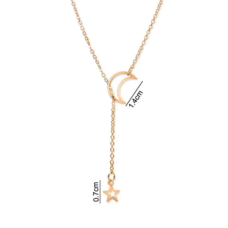 Unique Moon Star Pendant Choker Necklace Luxury Minimalist Design Jewelry for Women Valentine's Day Gift Party