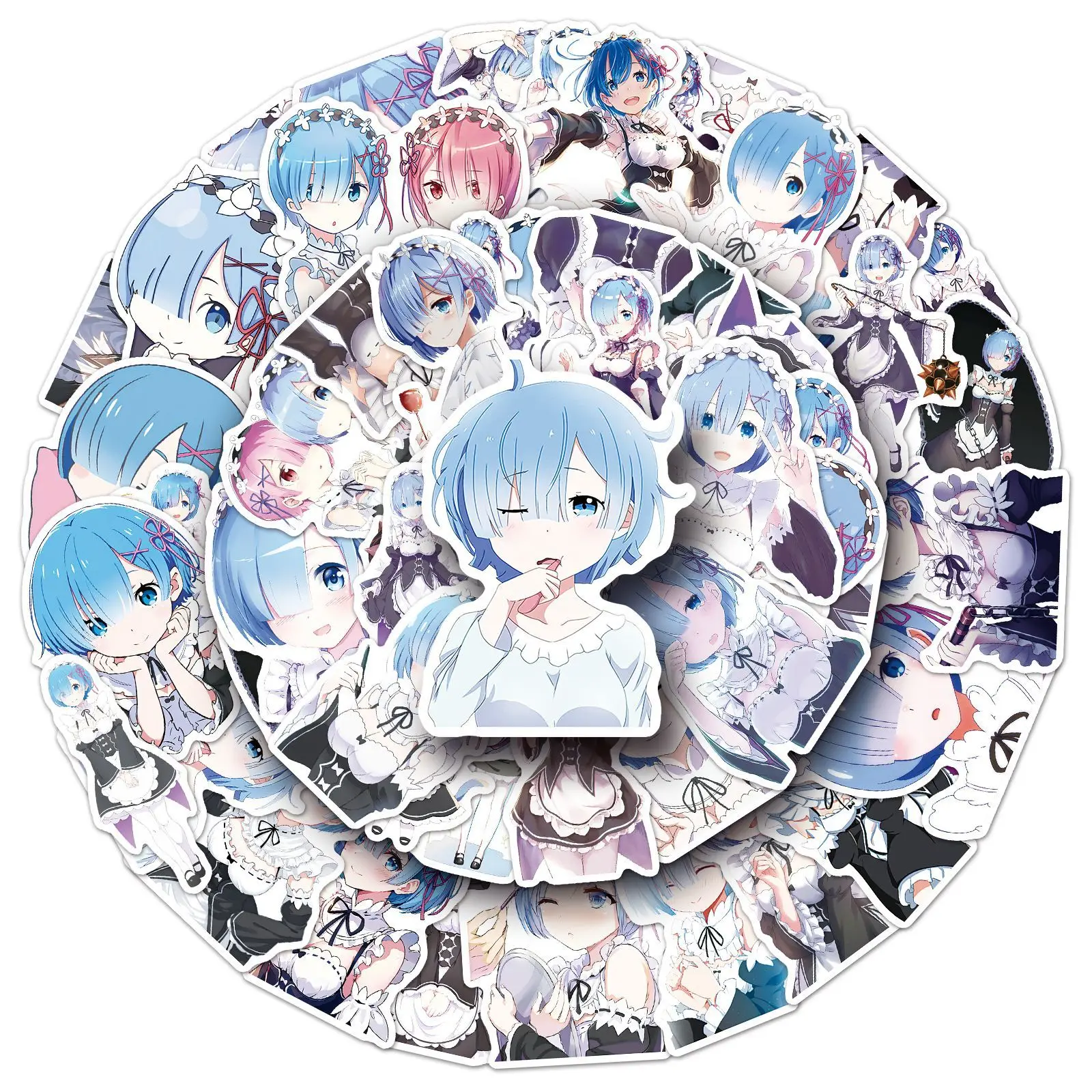 10/30/51PCS Re:Life in a different world from zero Stickers Rem Cartoon Sticker Laptop Phone Guitar Car Bike Skateboard Decals