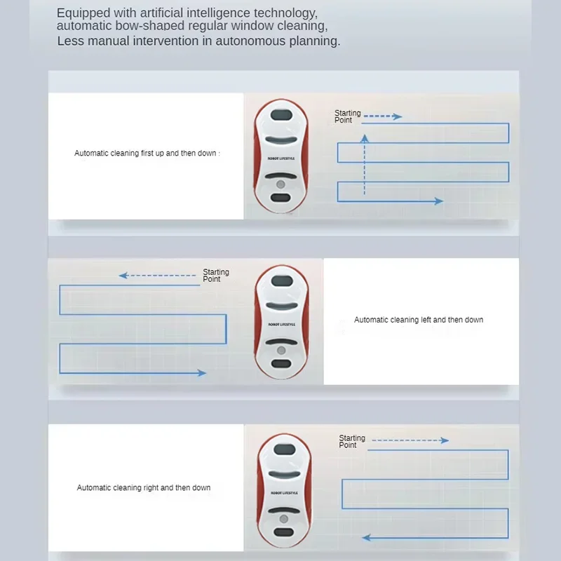Automatic Glass washing Robotic Windows Cleaner Route Planning, Two Water Tank, Power-off Protection, Remote Control