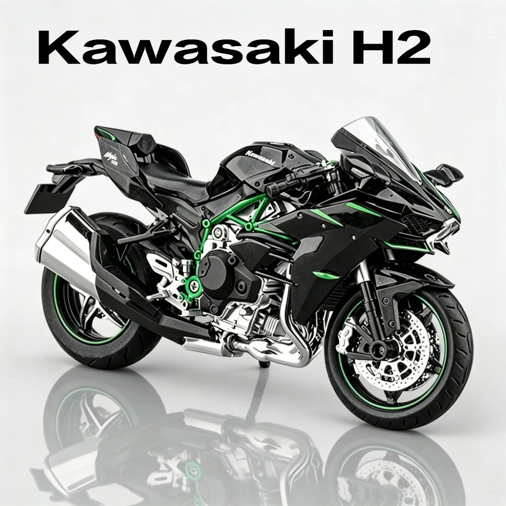 1:12 Size Kawasaki Ninja H2 H2R Motorcycle Model Car Toy Alloy Fuel Tank Adjustable Foot Support Motorbike Shock Absorption Gift