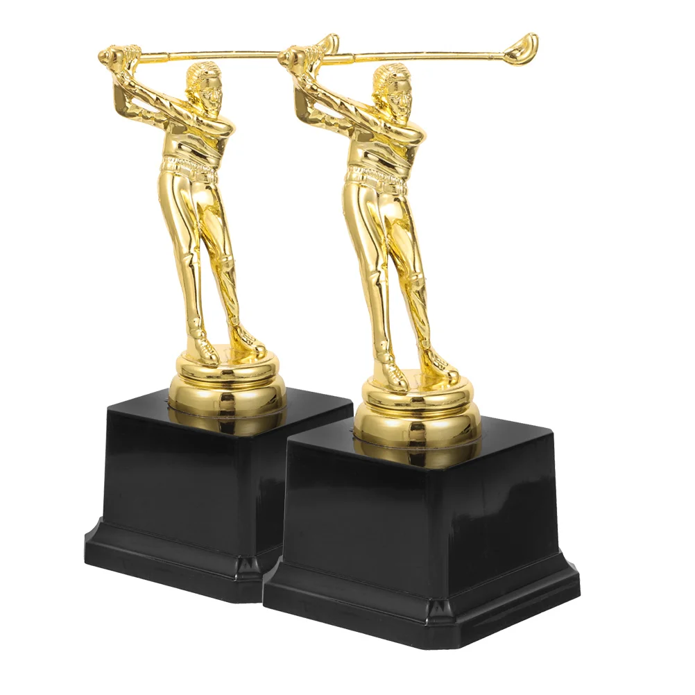 

2 Pcs Golf Trophy Delicate Athlete Desktop Decorations Award Ornament Abs Decorative Small