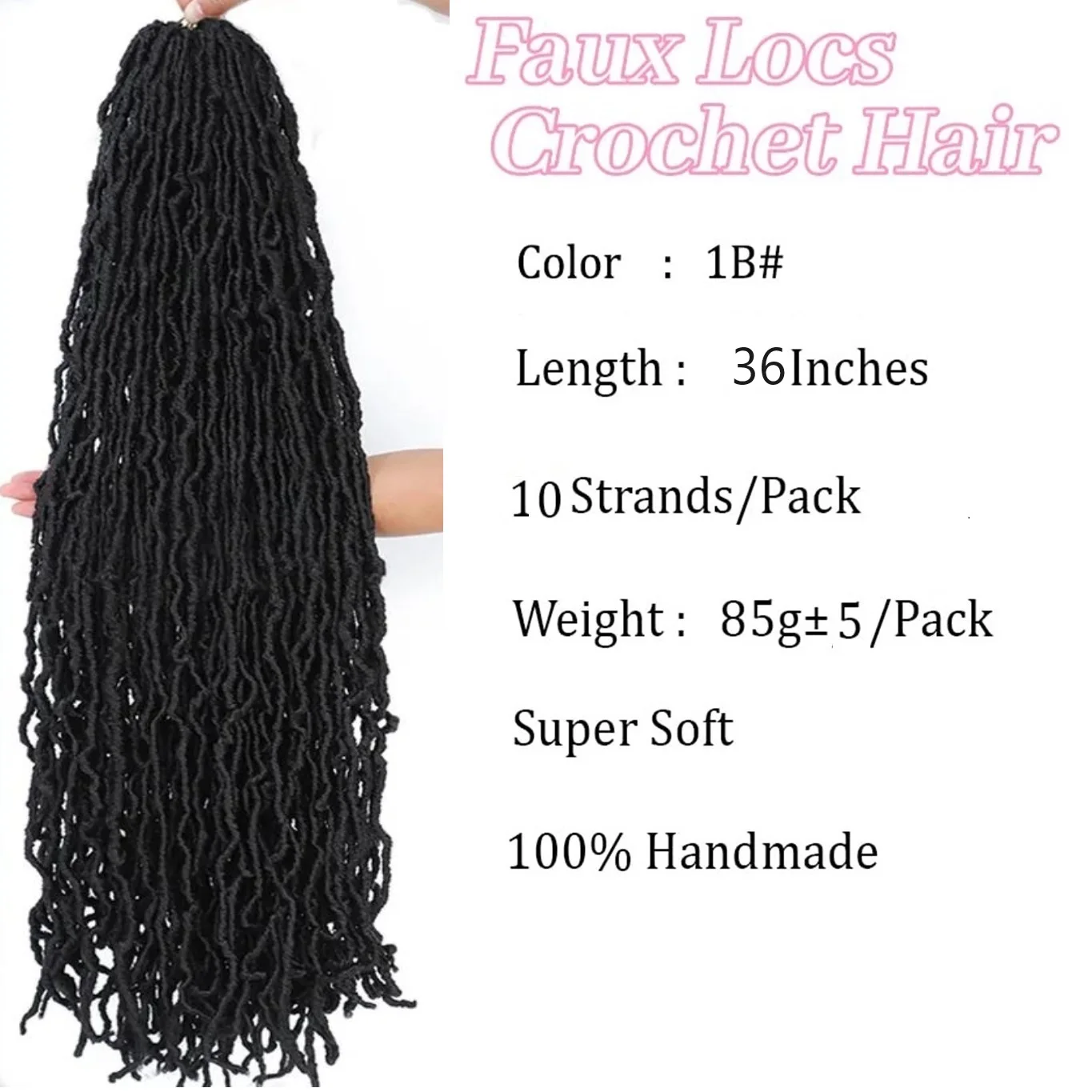 10Strands Faux Locs Crochet Hair Synthetic Faux Dreadlocks Extension 36inch Long New Faux Locks Crochet Braid Hair Extensions