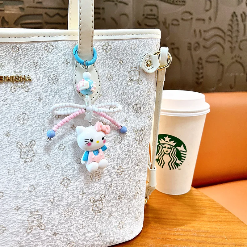 جديد Kawaii سانريو HelloKitty المفاتيح أنيمي الكرتون الإبداعية الجديدة القوس لطيف الجمال المدرسية قلادة سيارة مفتاح سلسلة ملحق هدية #2
