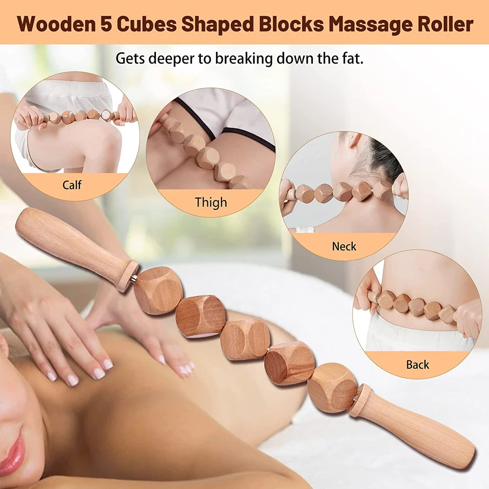 BOTQTOW-Wood Therapy Massage Tool Set, drenagem linfática, massageador de madeira para anti-celulite, totalmente escultura corporal, 3 em 1