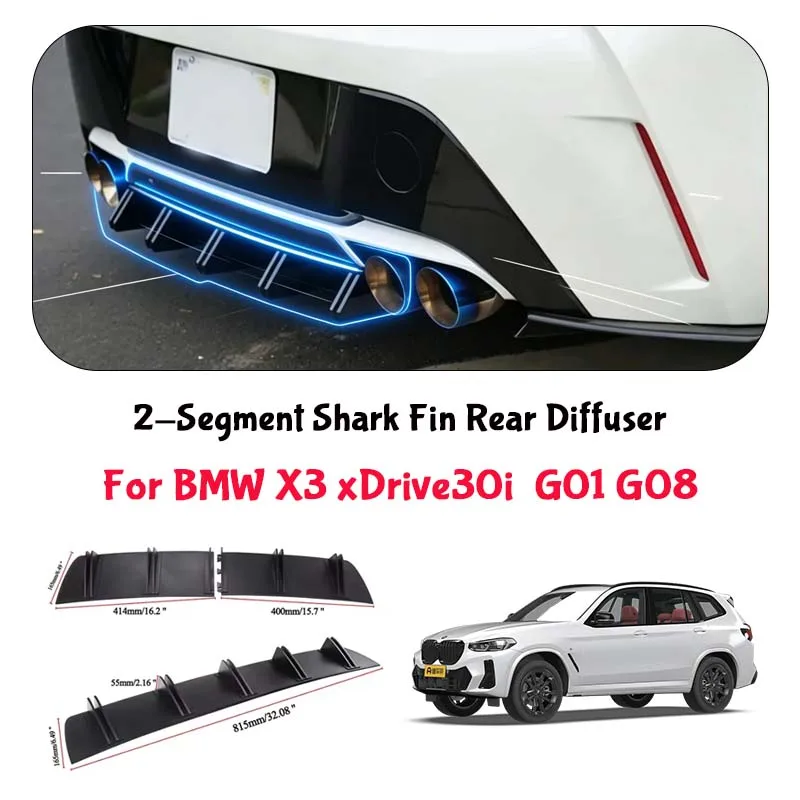 For BMW X3 xDrive30i  G01 G08 Shark Fin Rear Diffuser Split Chassis Spoiler Auto Aerodynamic Parts Aerodynamic Modification