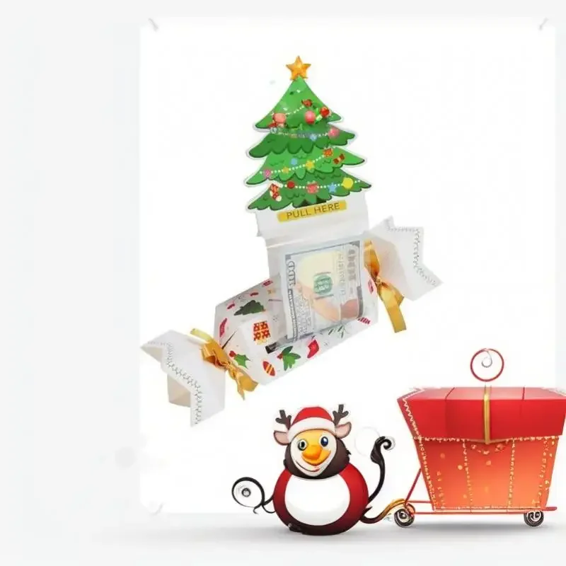 Pull Out Box Christmas Money Holder Pull Pouch Cash Pull Boxes Merry Christmas Unique Money Case For Holiday